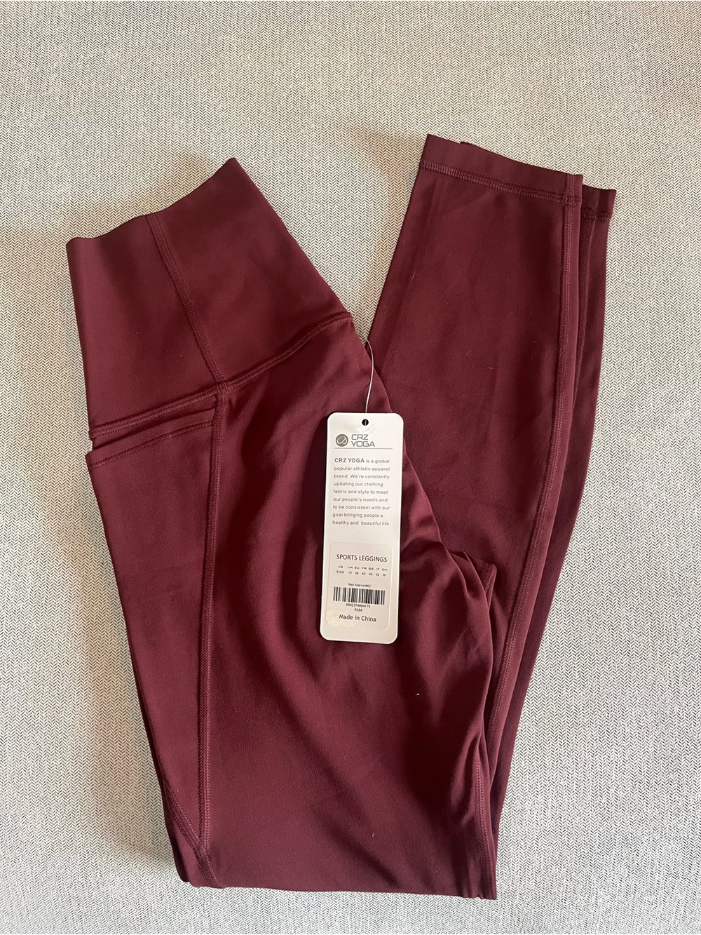 CRZ YOGA Butterlux Burgundy High-Waist Pocket Leggings